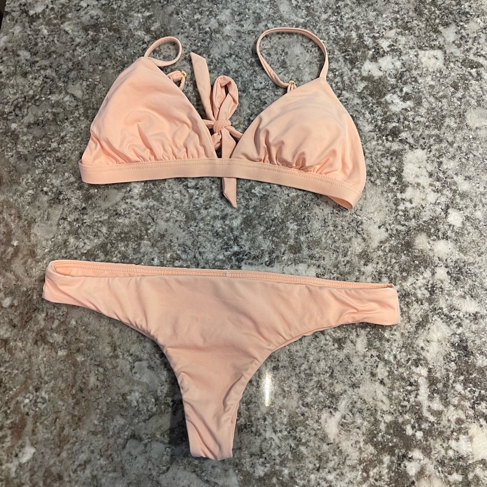 Women’s High Waist Bikini Set | Peach | Size Small